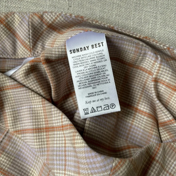 Aritzia Sunday Best Olive Micro Pleated Plaid Skirt Size 8 Academia Preppy - Picture 6 of 9